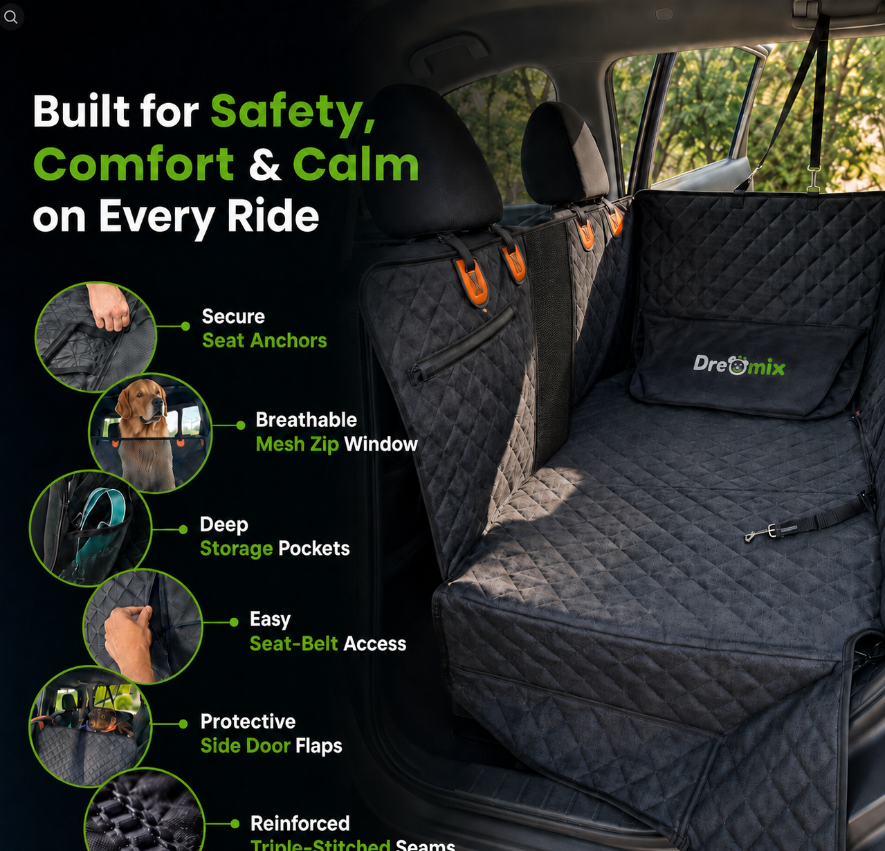 DreoRoam 2.0™ - Hard Bottom Dog Car Seat Protector
